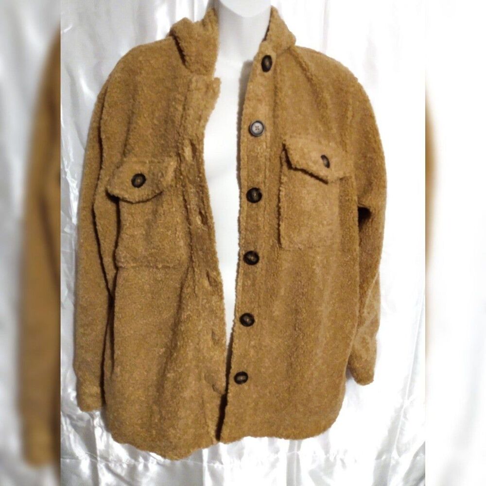 Sanctuary Harlow Sherpa Hoodie Teddy Shacket Coat SIZE small 4-6 - Picture 2 of 8